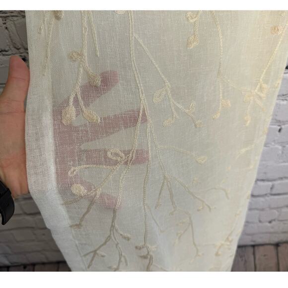 Sheer Embroidered Hidden Tab‎ Top Curtain Drape Panels - Set of 2 - Picture 3 of 5